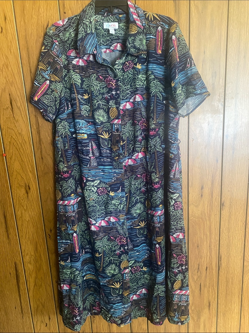 D & Co. Black Tropical Print Maxi Dress